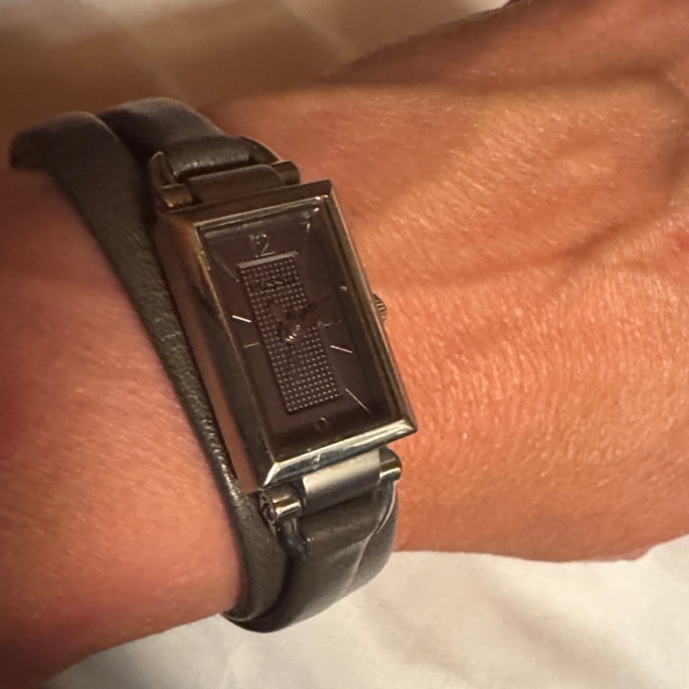 Fossil Silver Clasp watch with Brown multi-strand Leather Strap